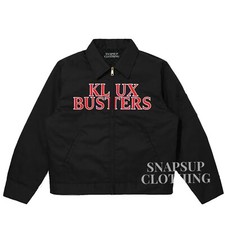 Men's Klux Buster Black Cotton Jeans Full Zipper Bomber Jacket Embroidery Logo