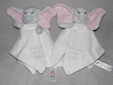 Matalan Dumbo elephant comforter soft toy TWO white Welcome To The World blankie