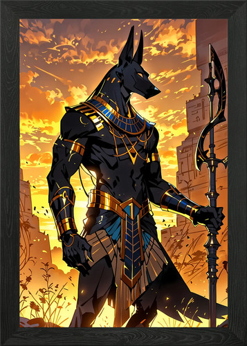 Anubis egyptian god framed - egyptian,