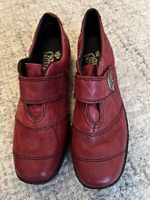 LADIES RIEKER ANTISTRESS RED LEATHER CASUAL HOOK & LOOP FLAT TROUSER SHOES UK 7