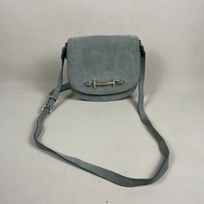 Clarks Messenger Crossbody Bag Shoulder Handbag Green Satchel Suede Leather Flap