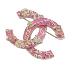 CHANEL CC Logo Brooch Gold