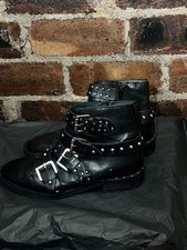TOP SHOP BLACK  LEATHER STUDDED  ANKLE BOOTS SIZE 5 GREAT CONDITION
