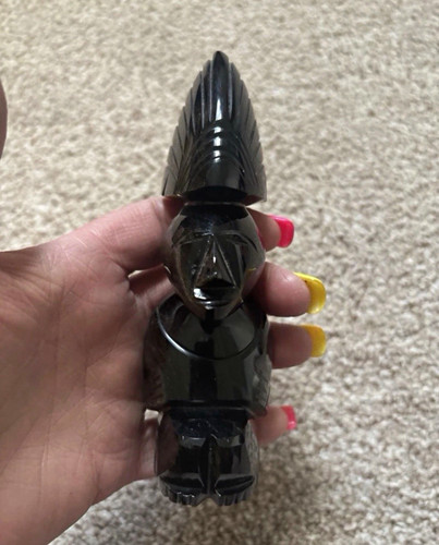 Carved black stone tribal - stone,