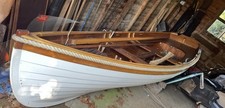 Whitehall Wooden Dinghy Rowing Boat With Cover Oars Rudder Tiller Centre Board