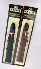 2XMens Genuine Leather Watch Strap Band 18mm BLACK AND BROWN