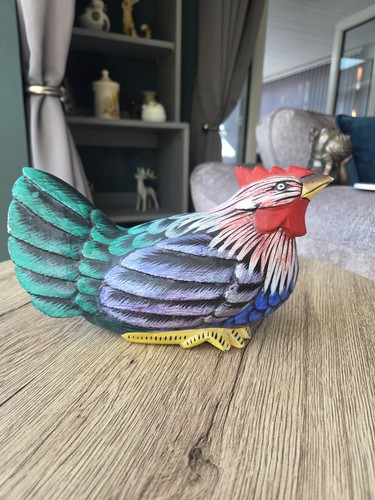 Hand painted wooden rooster - hand,