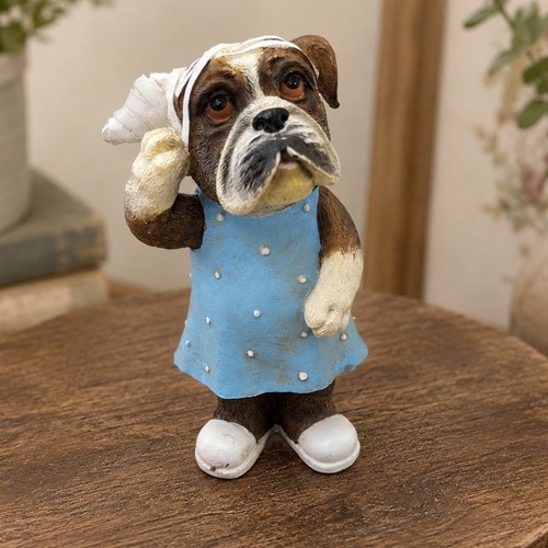 Vintage bulldog figurine blue - figurine,