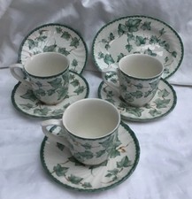 BHS Country Vine Tea Cups & Saucers X 3 Ivy Vintage Round & Oval Saucer Job Lot