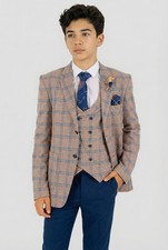 Boys Windowpane Check Suit