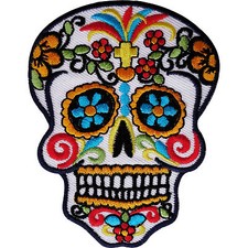 Embroidered Flower Skull Iron
