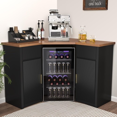 Corner bar cabinet - bar, fridge