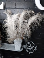 Vintage Large Four Stick White Ostrich Feather Fan