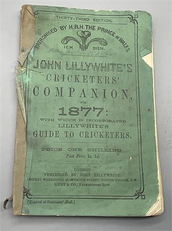 Lillywhite companion for - companion, 1877