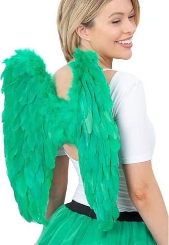 Green feathered angel - green,