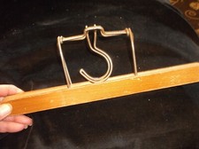 GENUINE VINTAGE SML WOOD CLOTHES / COAT TROUSERS HANGER FOLDING METAL MECHANISM