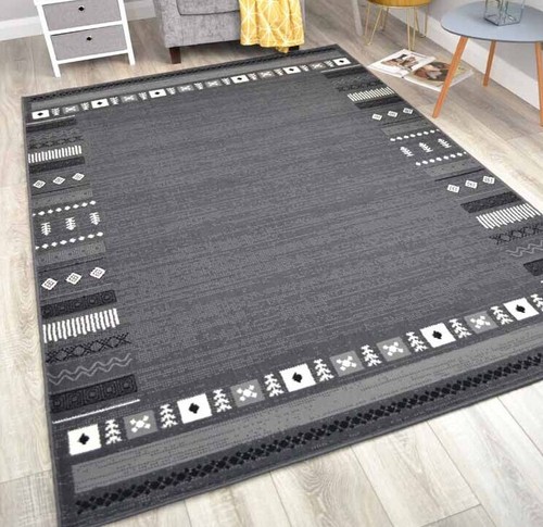 Black grey silver rugs small - black,