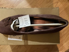 The Shoe Tailor Ladies Brown Suede Leather Shoes - Flower Detail - UK 6E