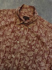 Mulberry Men's Short Sleeve Floral Hawaiian Aloha Shirt Brown Size Large/XL 