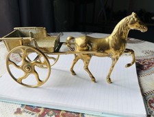 Vintage Solid Brass Horse Drawn Carriage