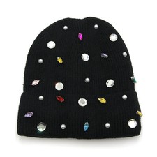 Rhinestone Bling Beanie Black