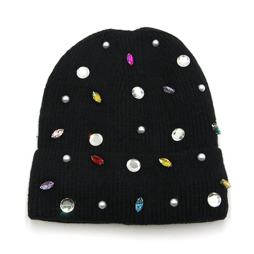 Rhinestone bling beanie black - bling,