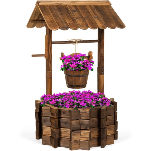 Rustic wooden wishing well - wooden,