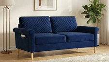 Navy Velvet Sofa 2 Seater with