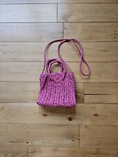 Zara small straw pink bag with optional shoulder strap