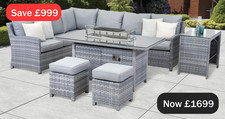 Halo Corner Sofa Set with Firepit Table and Side Table | Homeflair