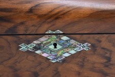 Antique Victorian Burr Walnut & Mother of Pearl Inlaid Jewellery Box 30cm x 22cm