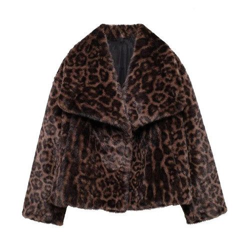Faux fur coat plush fluffy - fur,