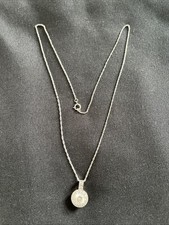 A Sterling Silver Pendant With Synthetic Diamonds & Chain 47cm