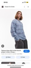Topman Stripe Stitch Boucle Jumper Baby Blue S Oversized
