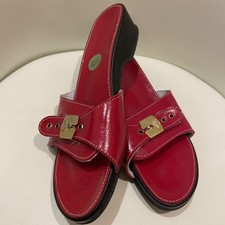 Dr Scholl Leather Look Low Sandals; red Scholl Exercise Sandals Size 6.5 / 40