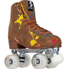 Story Skates Retro Western Quad Roller Skates Leather Paint Splatter Sz W7/M8