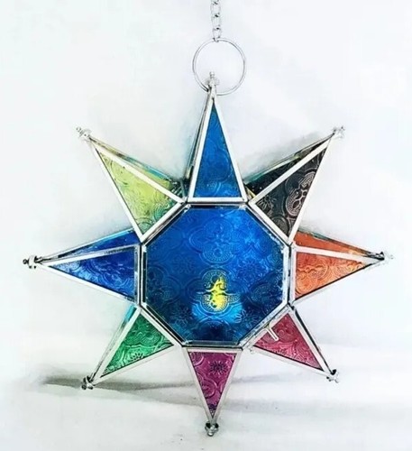 Glass star lantern - , tea-light