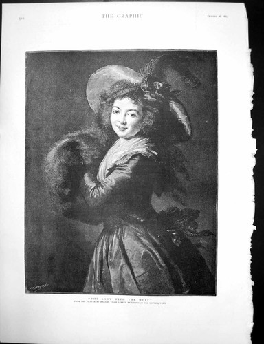 Antique print lady - antique,