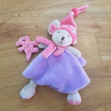 Doudou Et Compagnie Paris Purple Mouse Rat Soft Toy Plush Comforter Soother 7"