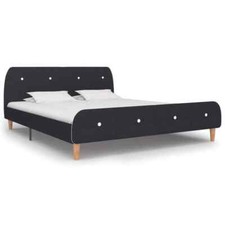 Bed Frame Dark Grey Fabric