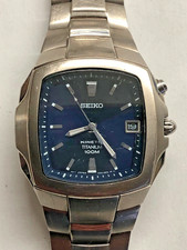 Seiko 5M62-0BK0 #640322 All Titanium Kinetic Date Watch, Good Used Condition