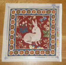 MEDIEVAL RED RABBIT completed NEEDLEPOINT  CANVAS - CRAFT COLLECTION/ GLORAFILIA