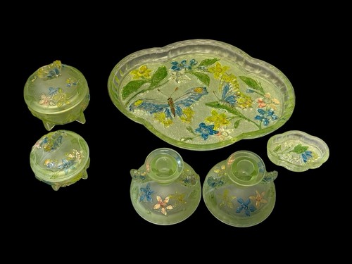 Uranium glass dressing vanity - glass,