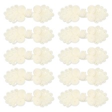 10 Pairs Chinese Knots Frog Buttons Closure Milk White Sewing Buttons with Beads