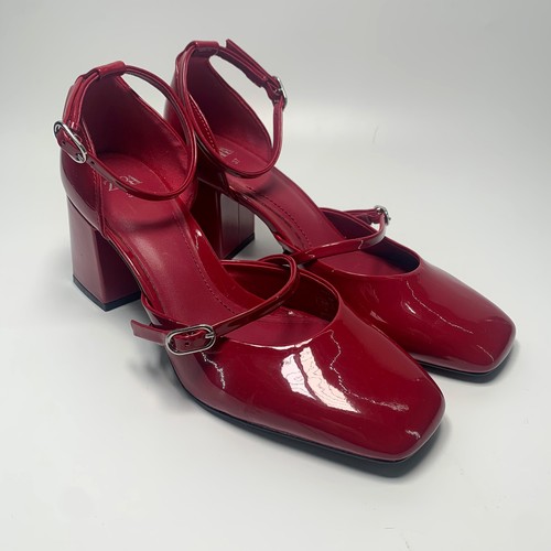 Zara deep red patent square - zara,