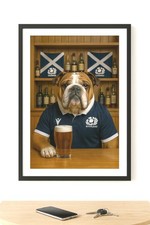 Scotland Rugby English Bulldog Print A4 Size Wall Art Home Decor Gift