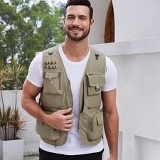 Men's Mesh Breathable Openwork Camouflage Journalist Photographer Fishing Vest