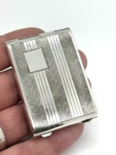 Vintage Silver Plated Matchbook Holder Case - engine turned detail