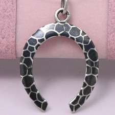 Antique Victorian Niello 800 Silver Horseshoe Charm Pendant