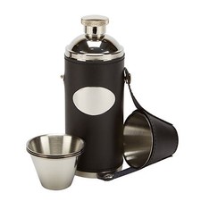8oz leather hip flask - , with